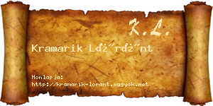 Kramarik Lóránt névjegykártya
